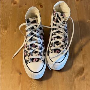 Pink Leopard Platform High Top Converse